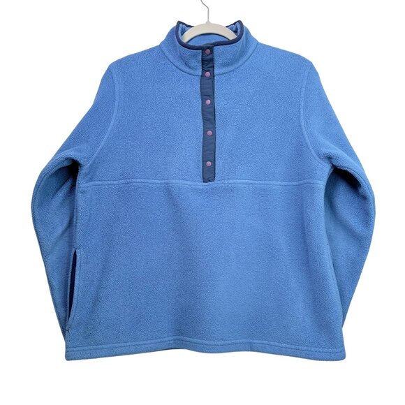 Vintage L.L.Bean Women’s M Blue Polartec Snap Fleece Pullover - Picture 1 of 10